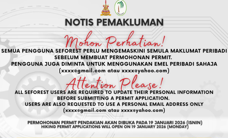 NOTIS PEMAKLUMAN PENGGUNA SEFOREST NOTIS PEMAKLUMAN PENGGUNA SEFOREST
